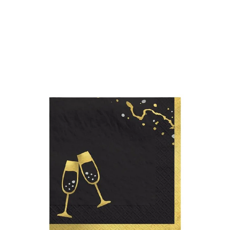 Cute kids’ melamine plates-New Year's Clinking Champagne Flutes Paper Beverage Napkins | 40ct