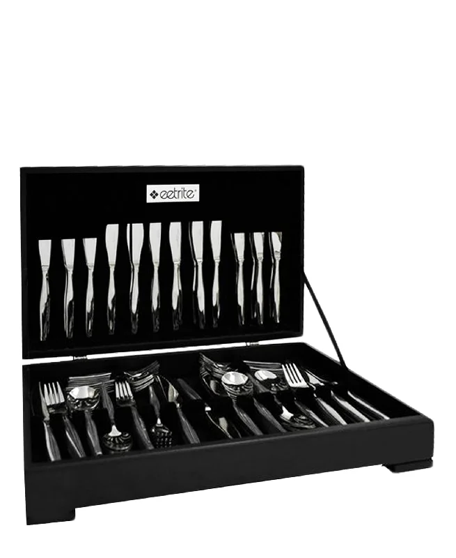 Festive Thanksgiving tableware-Eetrite Newport 112 Piece Cutlery Set - Black