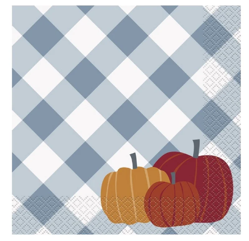 Bold purple serving trays-Pumpkin Gingham Luncheon Napkins | 16ct