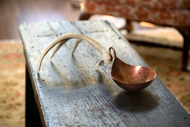 Eco-friendly wooden ladles-Copper Nut Bowl with Antler Handle