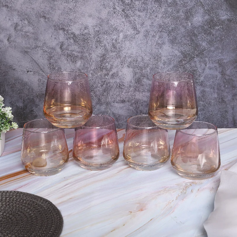 Floral glass drinking cups-Short Drink Glasses in Gradient Pink Color