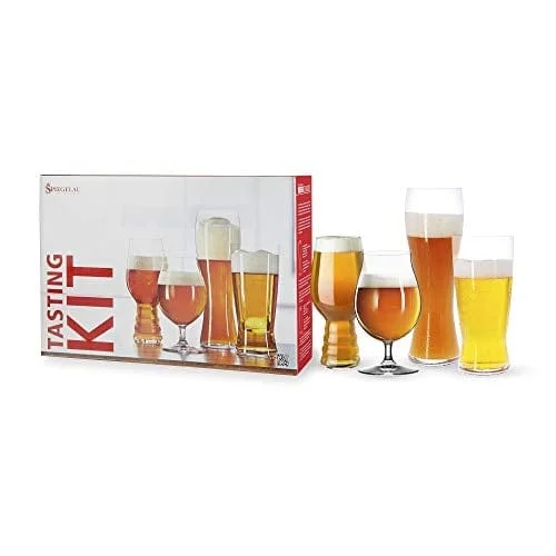 Modern insulated iced coffee mugs-Spiegelau Craft Beer Tasting Kit Glasses, Set of 4, European-Made Lead-Free Crystal, Modern Beer Glasses, Dishwasher Safe, Professional Quality Tasting Glass Gift Set