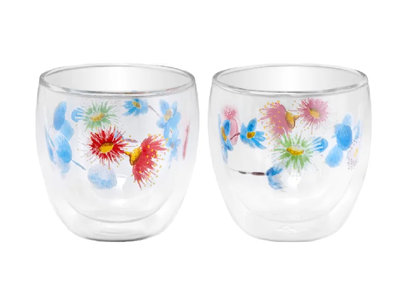 Cute polka dot teacups-Maxwell & Williams Royal Botanic Gardens Eucalyptus Bloom Double Wall Cup 250ML Set of 2 Gift Boxed