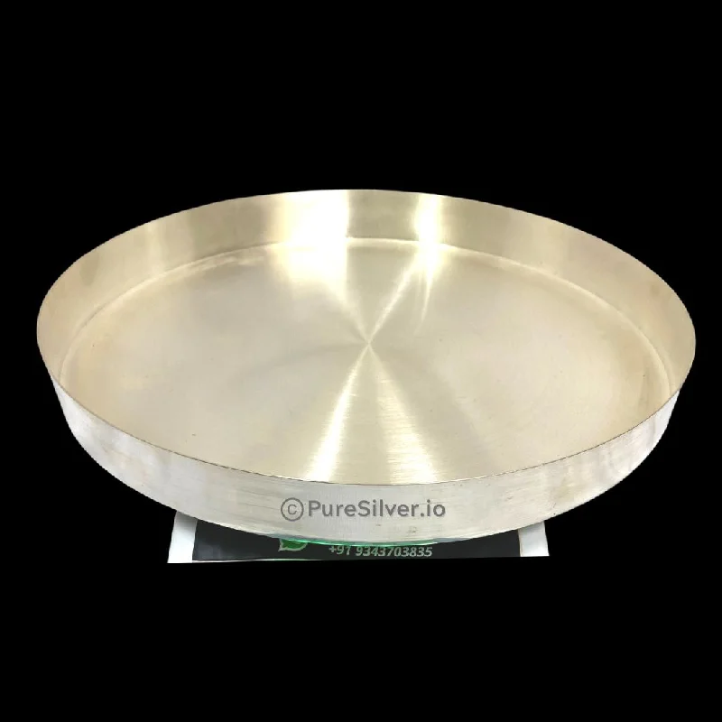 Sleek stainless steel platters-925 Sterling Silver Bombay Thali Plate - 700 grams