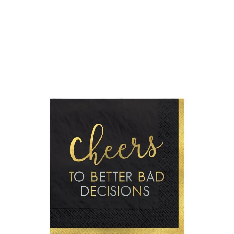 Minimalist glass dessert dishes-New Year's Cheers To Better Bad Decisions Beverage Napkins | 16ct