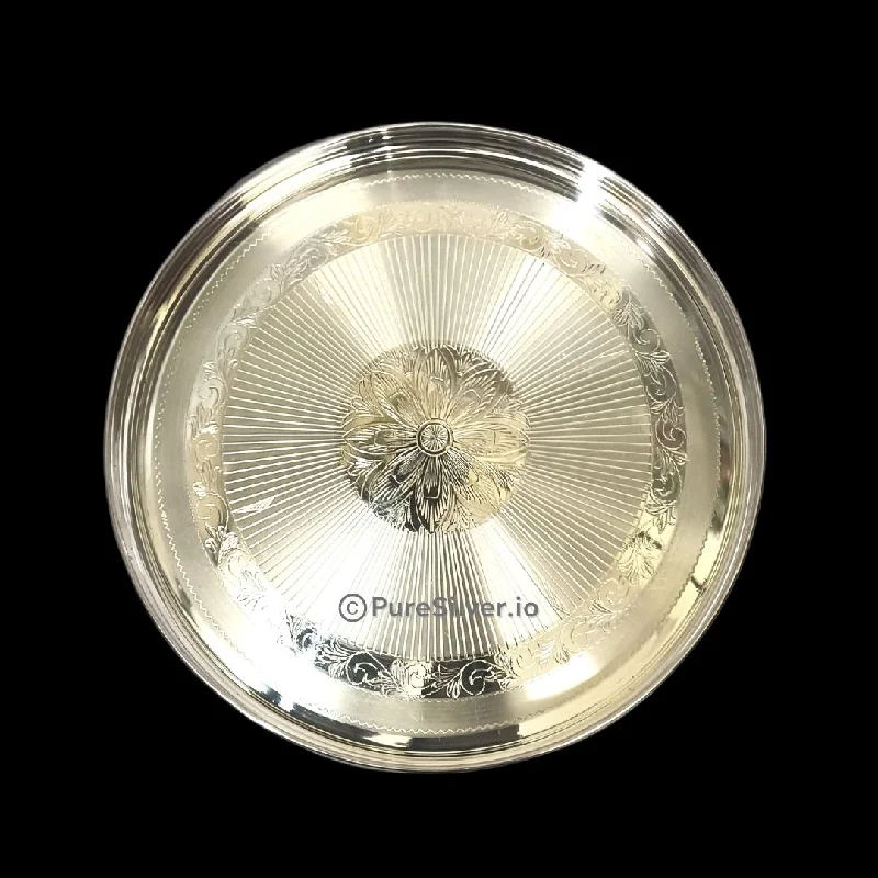 Compact camping tableware-925 Sterling Silver Bangalore Thali Plate - 1000 grams