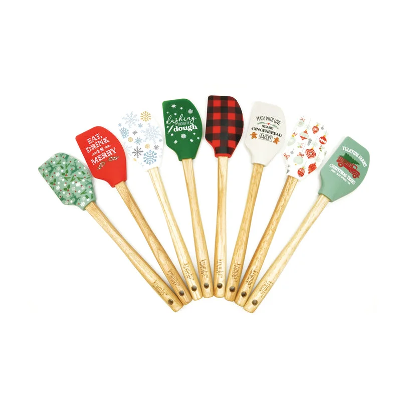 Vintage etched salad plates-Krumbs Kitchen Assorted Silicone Christmas Spatula (Pack of 24)