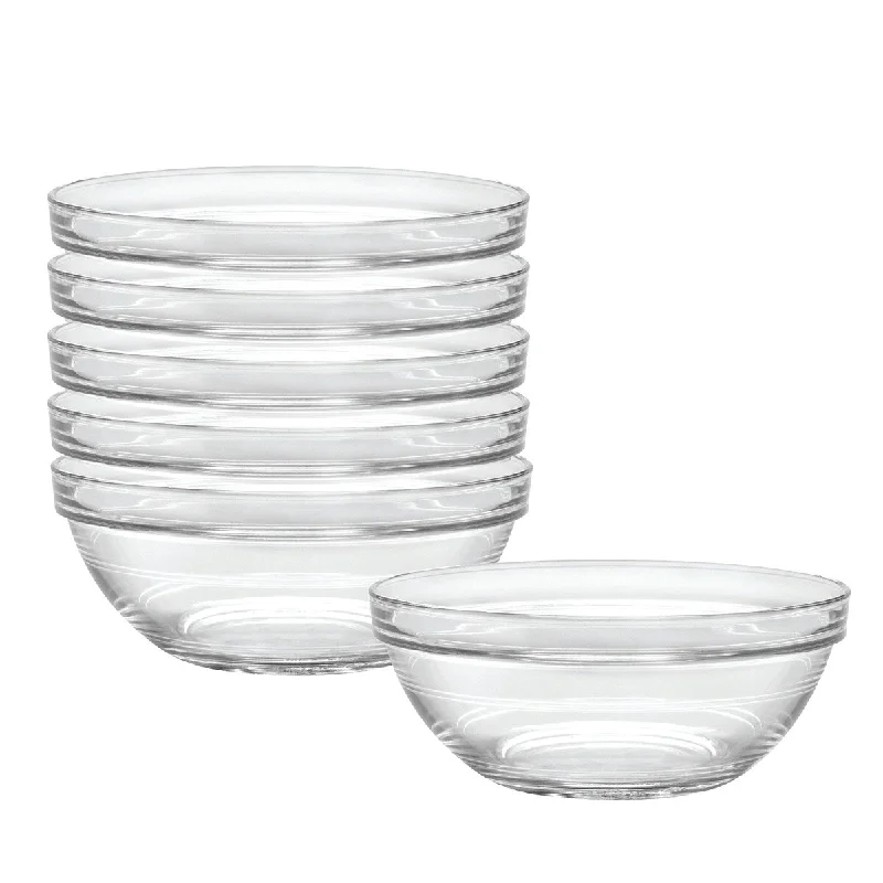 Stackable glass soup bowls-Glass Made In France Lys 6-3/4-Inch Stackable Clear Bowl, Set of 6