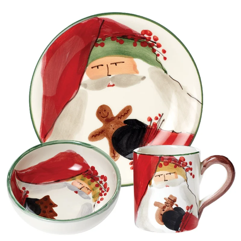 Stackable stoneware side plates-Old St. Nick Bambini Set