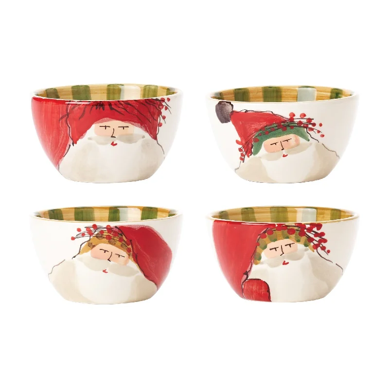 Vintage floral glass pitchers-Old St. Nick Assorted Cereal Bowls - Set of 4