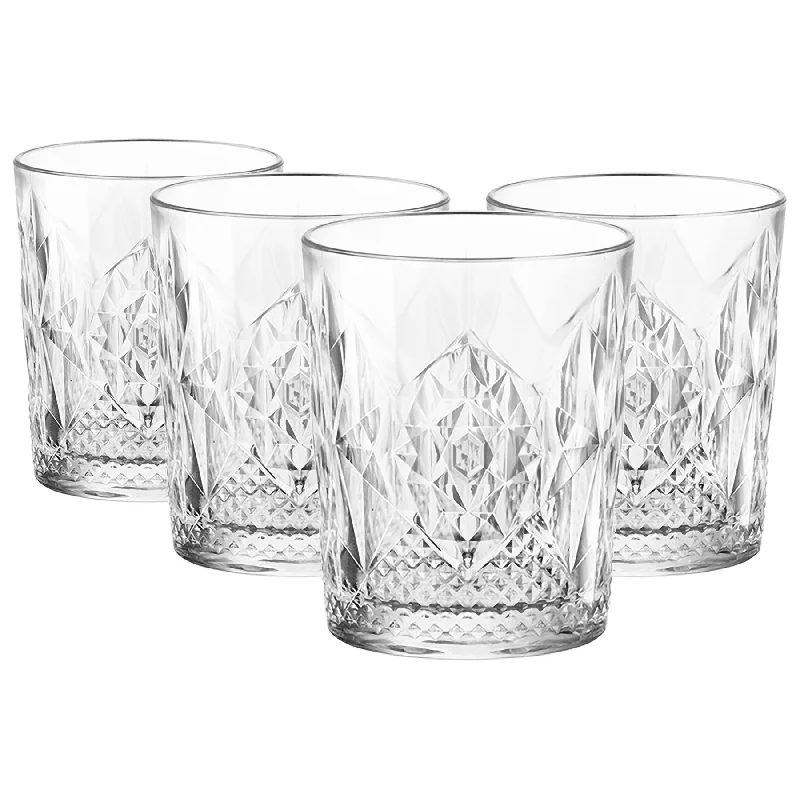 Hand-blown crystal cups-390ml Bartender Stone Whisky Glasses - Pack of Four