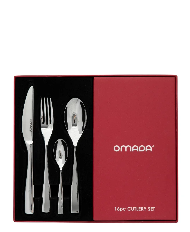 Cute star-themed kids’ plates-Omada Casino 16 Piece 18/10 Cutlery Set - Silver