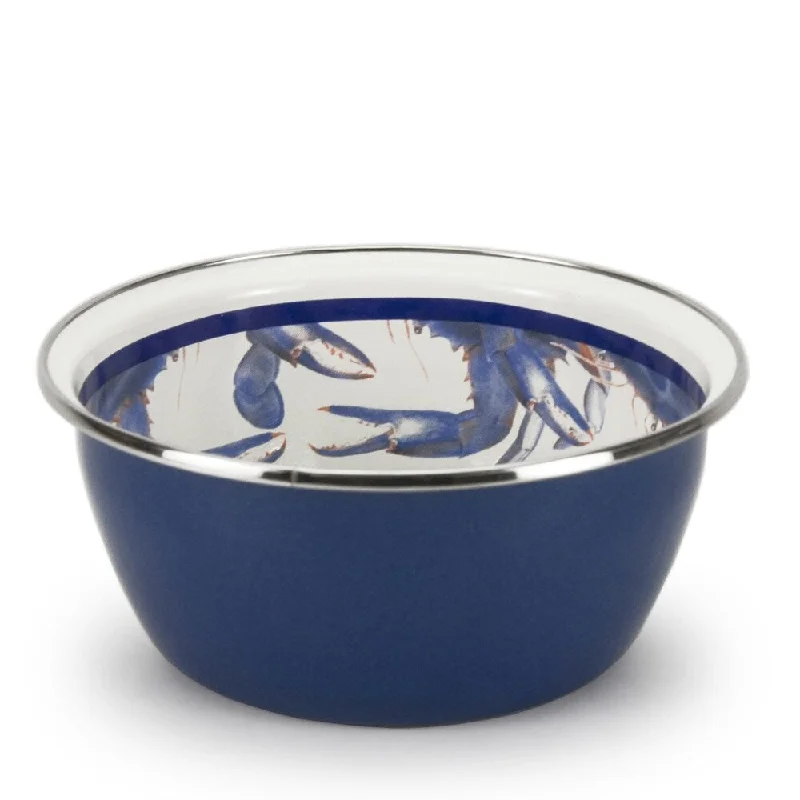 Golden Rabbit Blue Crab Enamelware Salad Bowls (Pack of 4)