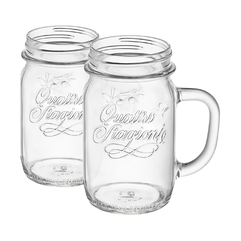 Transparent plastic party cups-415ml Quattro Stagioni Mason Jars - Pack of Six