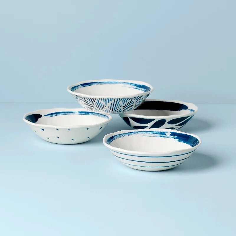 Minimalist pottery dinner sets-Blue Bay Melamine All-Purpose Bowls, Set of 4