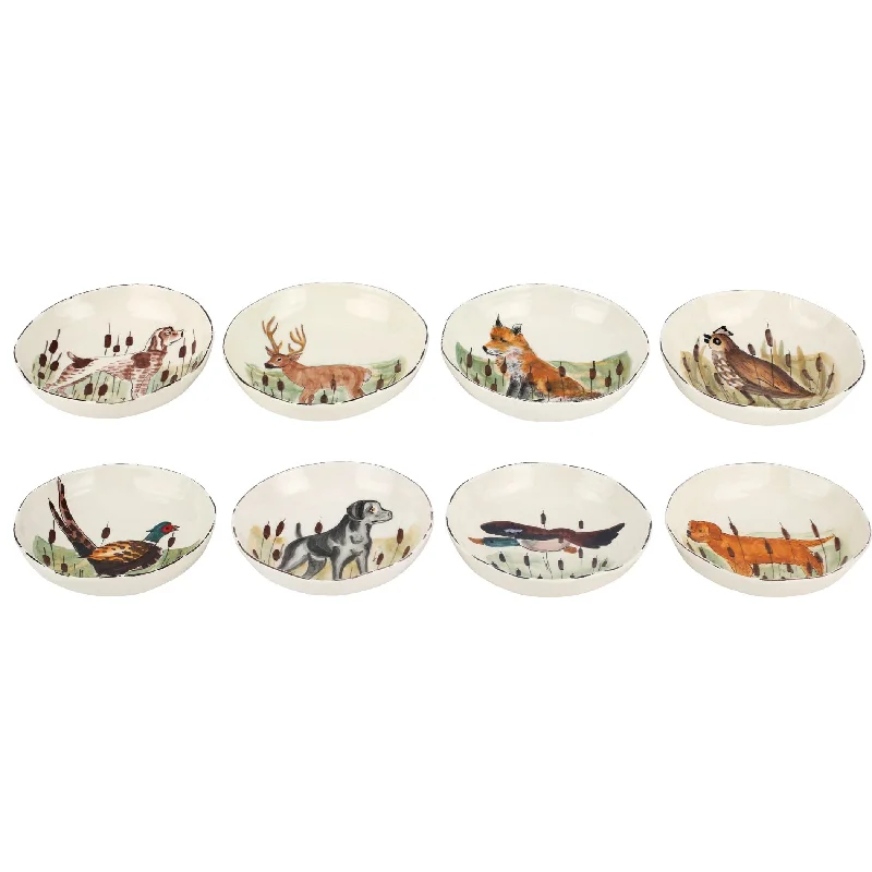 Elegant green dinnerware sets-Wildlife Assorted Pasta Bowls - Set of 8