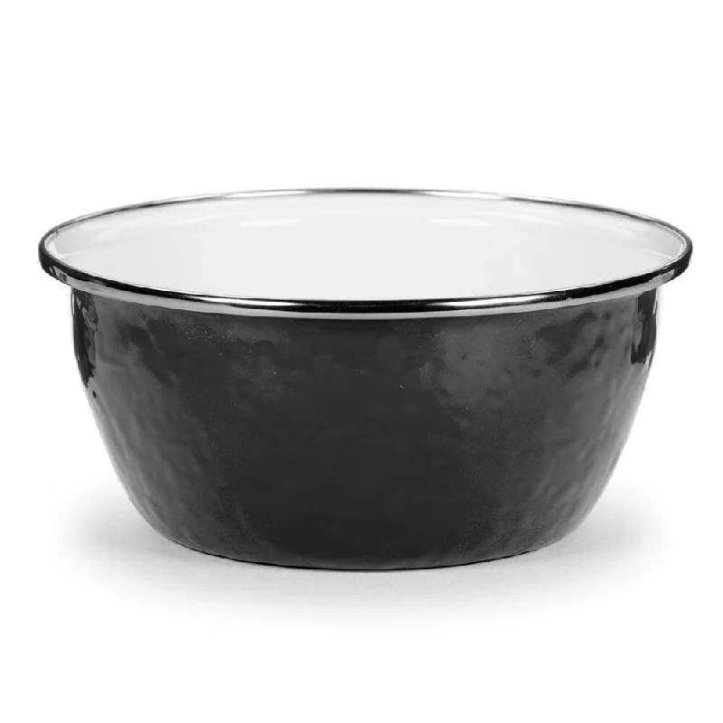 Shatterproof porcelain tumblers-Golden Rabbit Solid Black Enamelware Salad Bowls (Pack of 4)