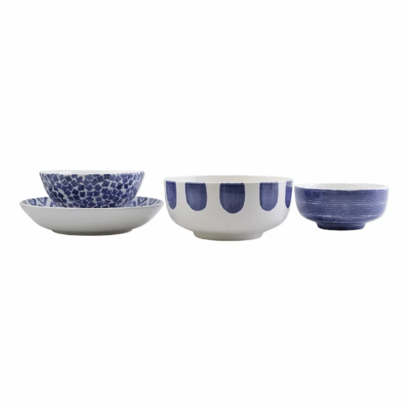 Elegant silver serving bowls-Santorini 4-Piece Serving Bowls Set