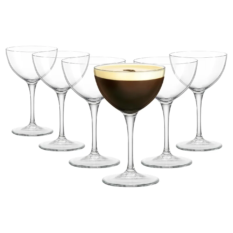 Sleek aluminum water mugs-235ml Bartender Novecento Martini Glasses - Pack of Six