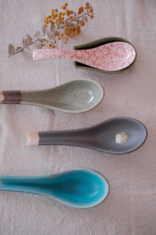 Bold purple serving trays-Japan Made Ceramic Spoon and Spoon Rest