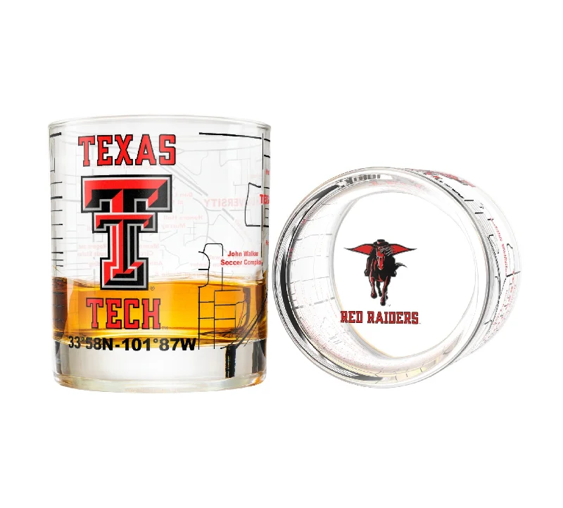 Heavy glass beer tumblers-Texas Tech University Whiskey Glass Set (2 Low Ball Glasses)