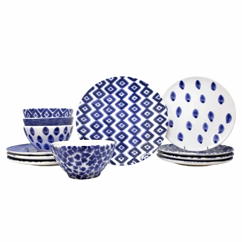 Modern porcelain serving dishes-Santorini Assorted 12-Piece Place Setting