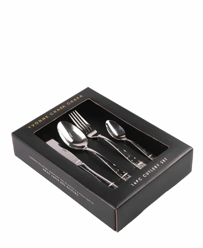 Festive Thanksgiving tableware-Chaka Chaka Homeware 16 Piece Billy Cutlery Set - Silver