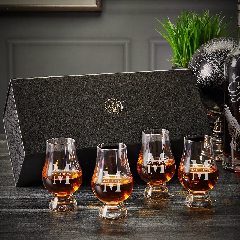 Heavy-duty acrylic tumblers-Customized Glencairn Whiskey Glasses and Luxury Box Set - 5pc