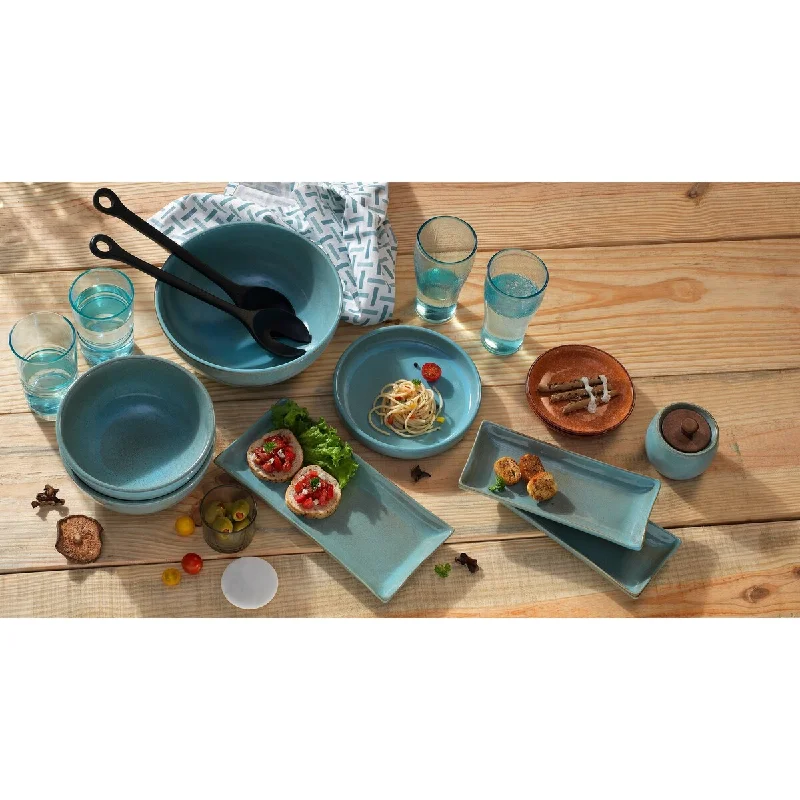 Floral porcelain dinner bowls-Expobazaar Aqua Rustic Ceramic Pasta Bowl / Capacity - 21.9 fl oz