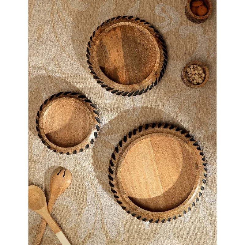 Bold green soup bowls-Expobazaar Futuristic Wooden Bowl- Medium