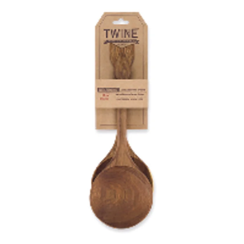 Sustainable bamboo cutlery sets-Twine Rustic Farmhouse 10-1/2 in. L Brown Acacia Wood Serving Spoons (Pack of 6)