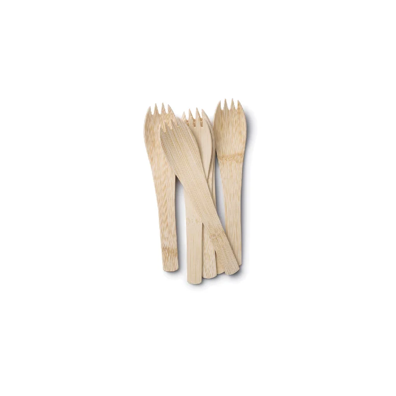 Outdoor bamboo dinner sets-Disposable Bamboo Spork with Handle, Bulk Case of 250