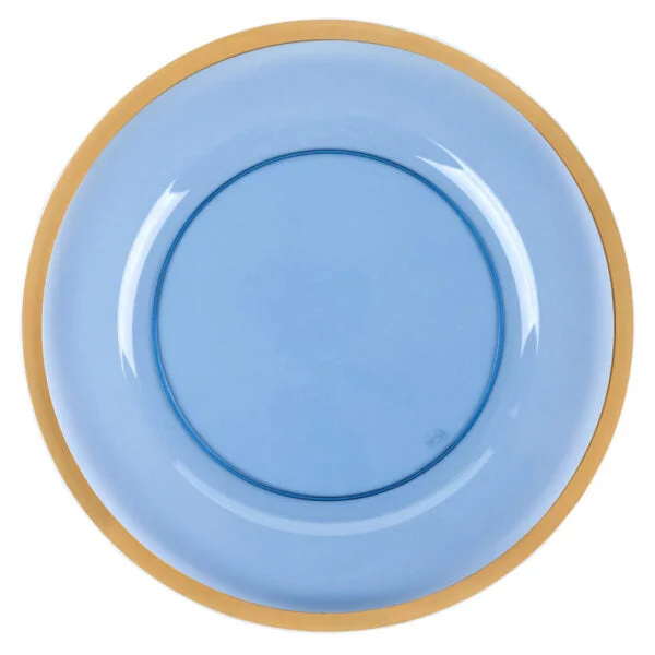 Rustic clay dessert plates-Blue and Gold Rim Chargers 13″ Round Plastic Charger Plate - 4 Pack