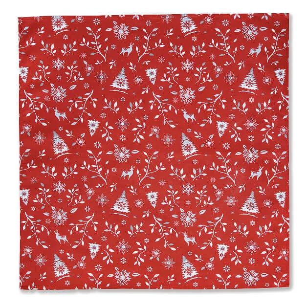 Dishwasher-safe plastic trays-Mistletoe Red French Cotton Napkin by Tissus Toselli