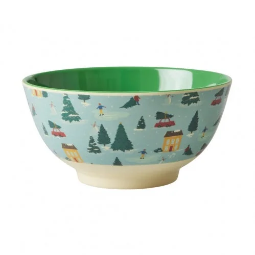 Elegant crystal salad bowls-Rice DK Melamine Bowl With Happy Holiday Print - Medium 700ml