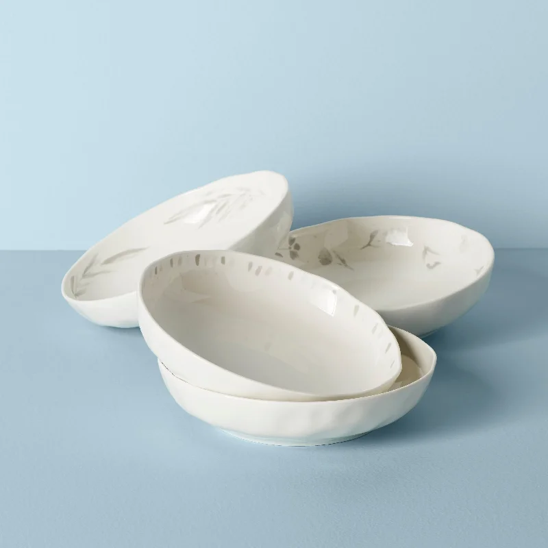 Handmade pottery dinnerware-Oyster Bay Assorted Pasta Bowls, Set of 4