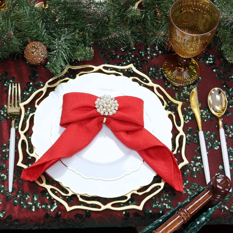 Outdoor bamboo dinner sets-Polyester Napkin 20"x20" - Red