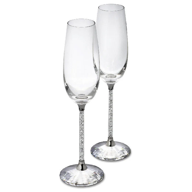 Sleek stainless steel tumblers-Crystalline Toasting Flutes