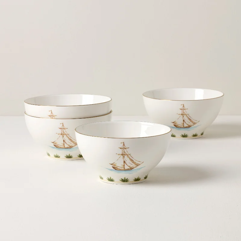 Minimalist pottery dinner sets-British Colonial Tradewind Rice Bowls, Set of 4