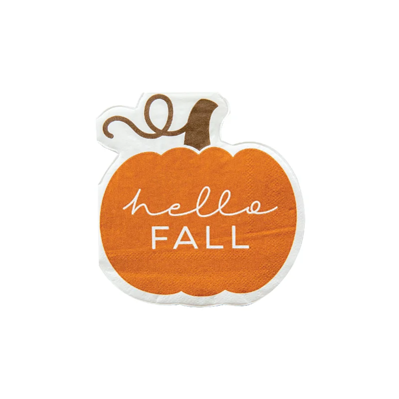 Quirky quote dinner plates-Hello Fall Pumpkin Dessert Napkins 20ct