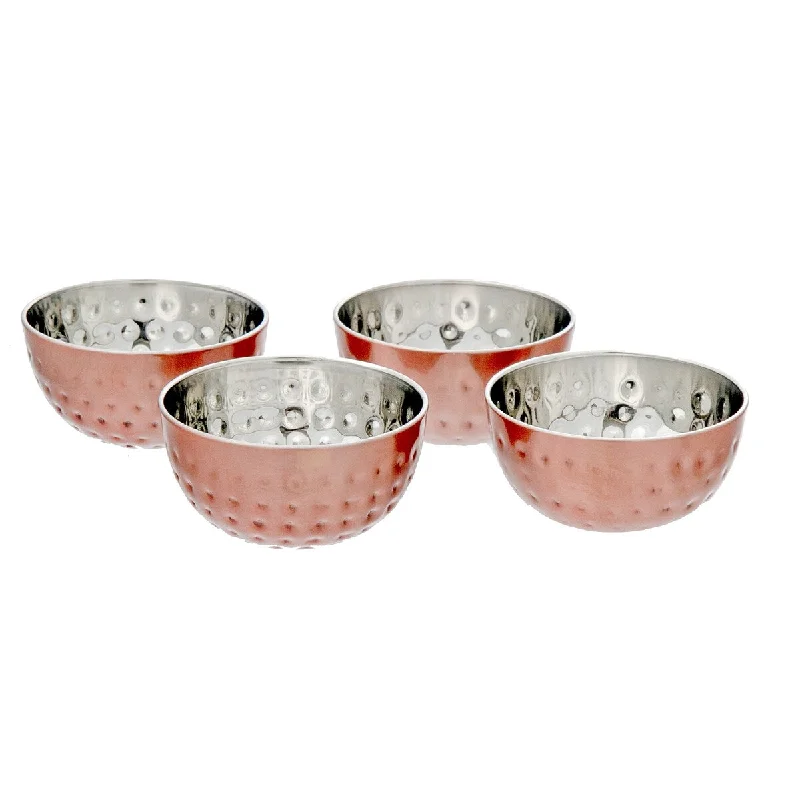 Cute kids’ melamine plates-Metallic Rose Bidding Bowls With Hammering 3.54"