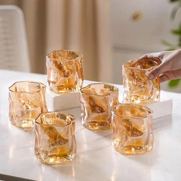 Leak-proof kids’ tumblers-Amber Color Wave Water Glass