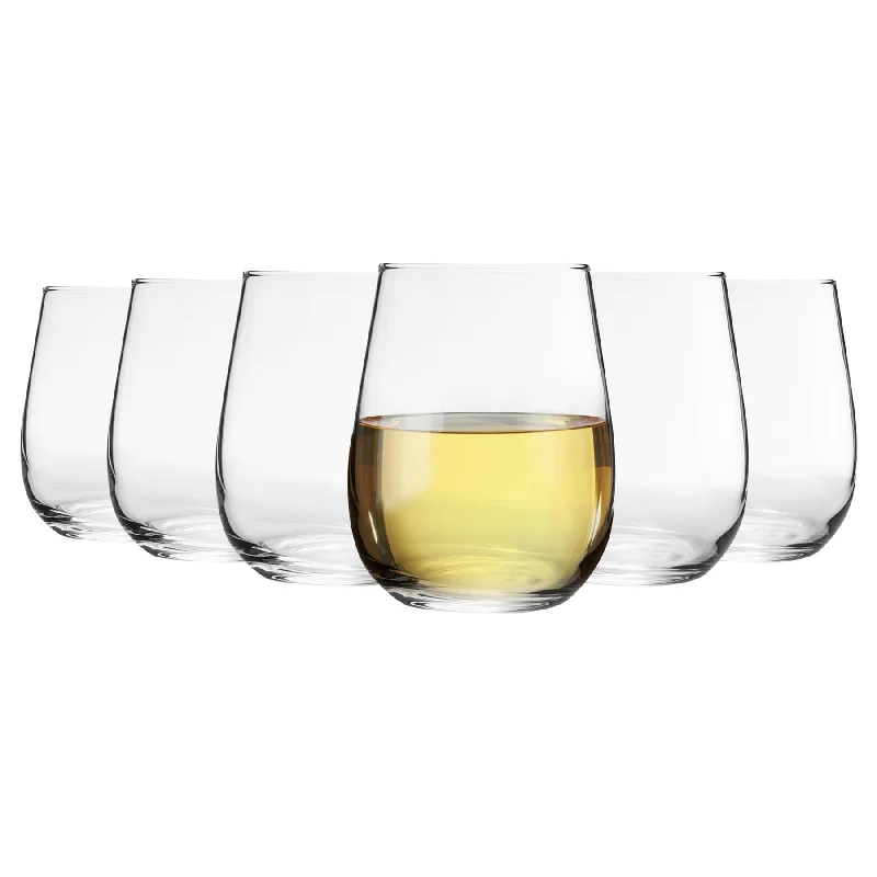 Minimalist ceramic water mugs-360ml Corto Stemless White Wine Glasses - Pack of 6 - By Argon Tableware