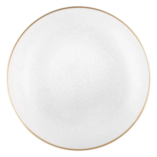 Microwave-safe ceramic dishes-White and Gold Rim Transparent Hammered 13″ Round Plastic Charger Plate - 4 Pack