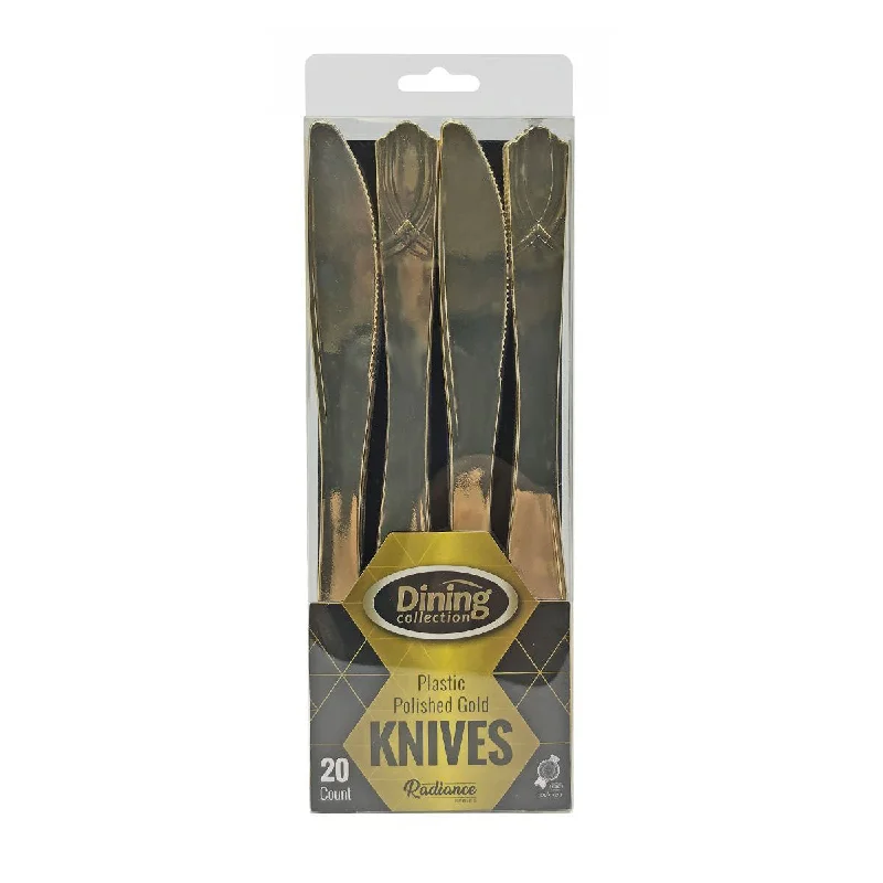 Durable stainless steel forks-Dining Collection Plastic Polished Gold Knives  (#08603)