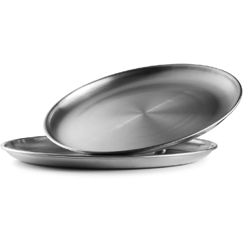 Retro checkered dinnerware-Stainless Steel Matt Finish Dinner Plate or Platter, 11" Round