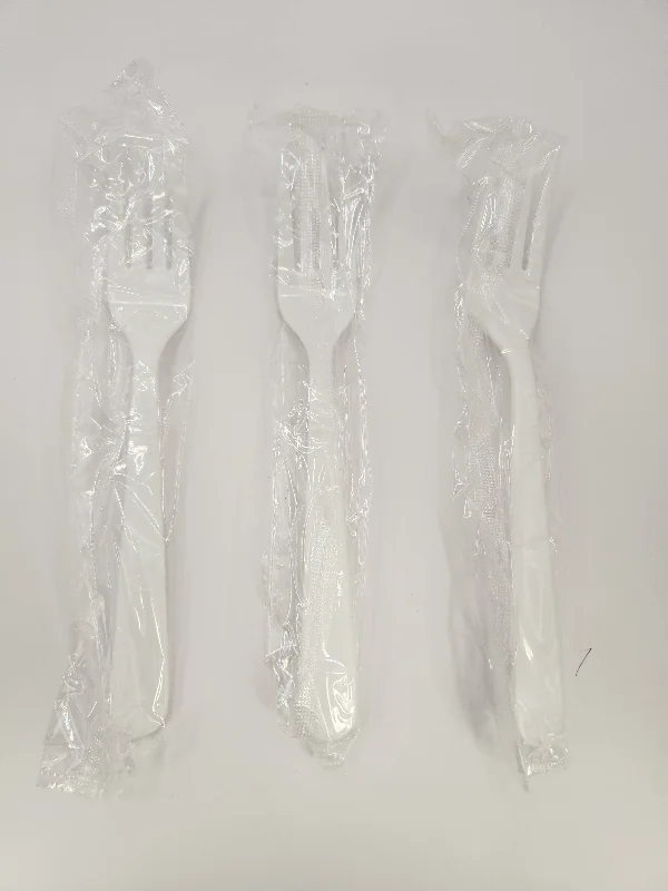 Minimalist pottery dinner sets-#IP-P2FW INDIVIDUAL WRAPPED HEAVY WHITE FORK 1M (SKU #70219)