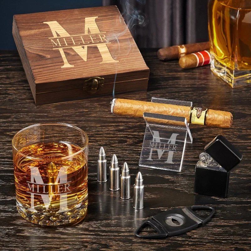 Heavy-duty acrylic tumblers-Make My Day Custom Whiskey and Cigar Gift Set