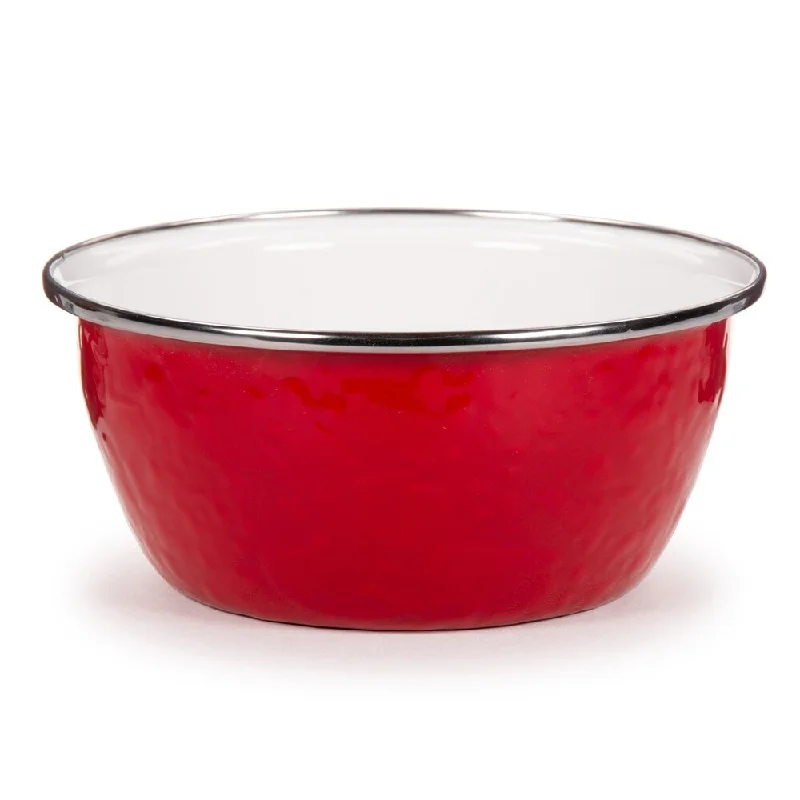 Luxury crystal juice glasses-Golden Rabbit Solid Red Enamelware Salad Bowls (Pack of 4)