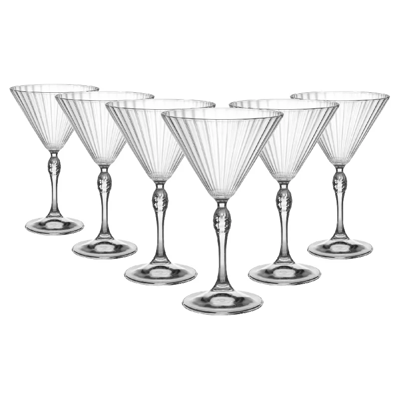 Transparent plastic party cups-250ml America '20s Martini Glasses - Pack of Six